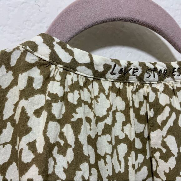 LOVE STORIES x H&M Tiered Beach Tunic Oversized Mini Dress Khaki Leopard Small - Picture 7 of 9